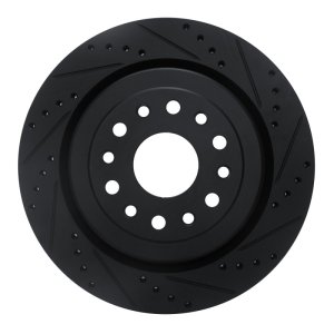 Ram 1500 Brake Rotor (1) - Rear Right - R1 Concepts - Drilled & Slotted - Black - `19-`25